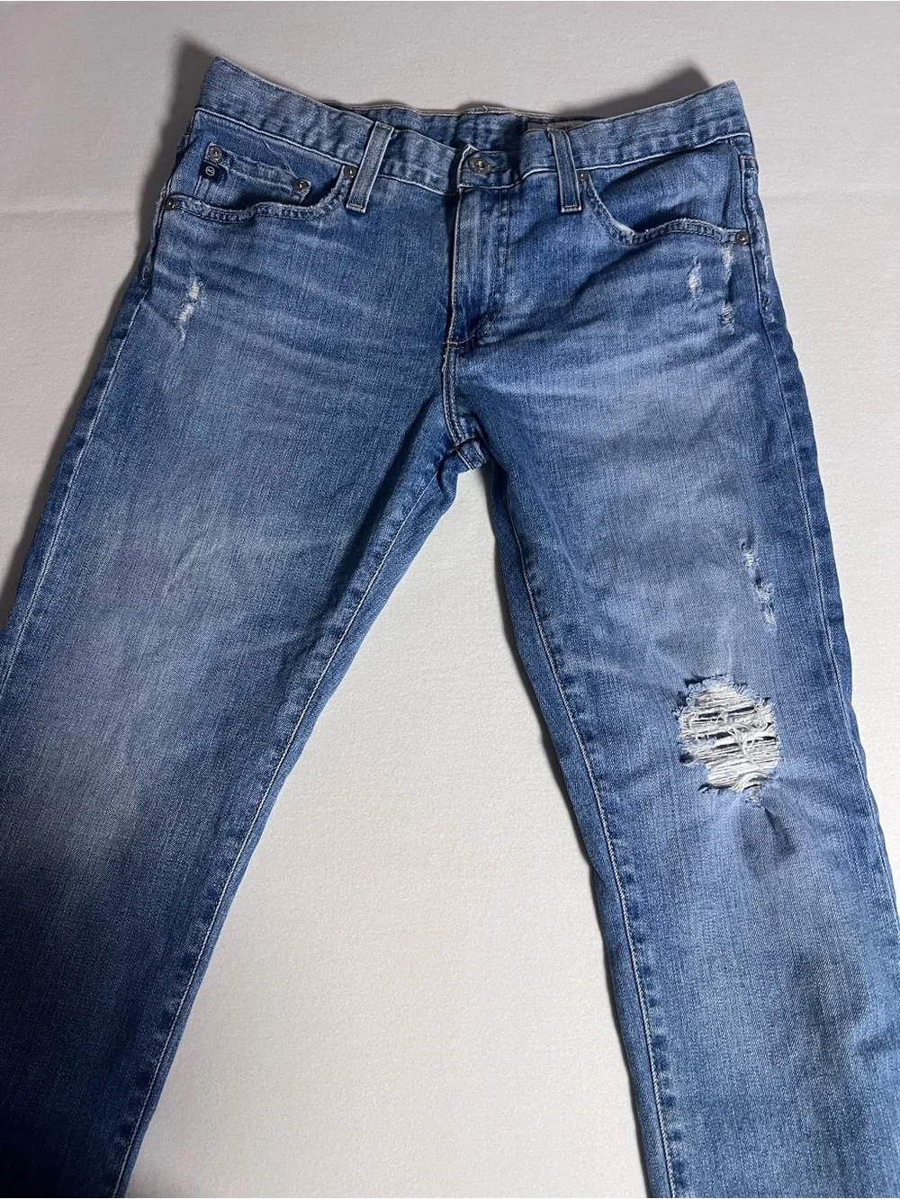 AG Anthropologie Womens Slim Straight Blue Denim Jeans- Nolan Ankle